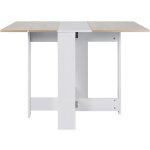 Table � manger pliante de 4 � 6 personnes contemporain m�lamin�e blanc, d�cor ch�ne - 103 x 76 cm - sifree ...