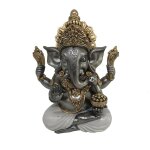 Signes grimalt - figure ganesh buddas bouddha argent� - 17x14x10cm