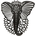 Signes grimalt - l�phant d�coration murale appliques ethnique m�tal gris 60x52x5cm