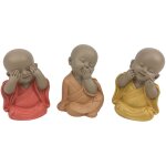 Signes grimalt - monk ne voit pas, n'entend pas, parle 3u bouddhas figurine dcorative en rsine multicolore ...