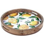Zen et ethnique - signes grimalt plateau de cuisine botes de citrons ronds et plateaux blancs 5x35x35cm ...