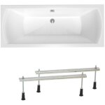 Siko - 160x70 cm cube way plus baignoire rectangulaire avec pieds, acrylique, gauche et droite, blanc ...