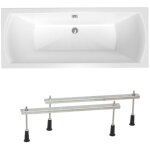 Siko - 170 x 70 cm cube way plus baignoire rectangulaire avec pieds, acrylique, gauche et droite, blanc ...