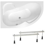 Siko - 150x100 cm fortuna plus baignoire asym�trique avec pieds, acrylique, gauche, blanc (fo1500lplus ...