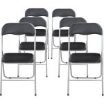 Lot de six chaises pliantes rembourr�es noires mod�le s�ville