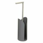 Porte papier toilette en mtal avec rserve et tige flexible - gris silumen