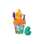 Dino 6 pices, seau passoire, moule  sable, pelle, rteau, verseur, 16 cm, diamtre : 17 cm,  partir ...