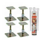 Simpson strong tie - pack 4 pieds de poteau r�glable pprc + 1 scellement chimique beige multi - mat�riaux ...