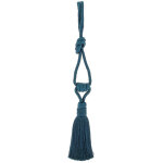 Single - embrasse pour rideau à pompon coloris - bleu canard Single - embrasse pour rideau à pompon coloris - bleu canard