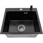 Sink �vier de cuisine en acier inoxydable, noir, 40 x 45 cm, �vier � encastrer avec dispositif d'�coulement ...