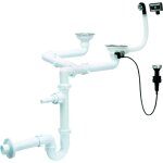 Siphon double vier 115 mm, avec trop - plein et cble de commande