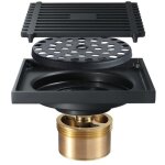 Siphon douche � l'italienne siphon de sol noir anti - odeur 100100mm - ccykxa