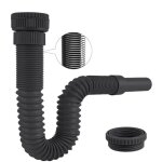 Siphon lavabo de bain, siphon flexible anti - odeurs avec fil d'acier encastr�, g1 1 / 4  vers g1 1 / ...