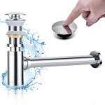 Siphon lavabo avec bonde lavabo pop - up sans trop - plein, ensemble vidage et siphon salle de bain, ...