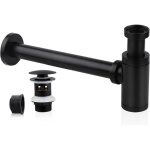 Siphon de lavabo avec bonde de lavabo, universel tube siphon de lavabo siphon en acier inox 1 1 / 4 x ...