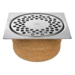 Gebo - siphon sol acier inoxydable 150x150x76 sortie verticale, �vacuation 50 mm