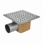 Gebo - siphon sol acier inoxydable 150x150x88 sortie horizontale, vacuation 50mm