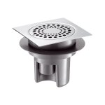 Delabie - siphon de sol � hauteur r�glable - 150x150 platine laiton - grille inox - hauteur r�glable ...