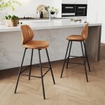 Lot de 2 tabouret de bar avec dossier et repose - pieds en pieds en m�tal simili cuir pour in cuisine ...