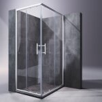 Sirhona cabine de douche acc�s d'angle 90x80cm verre de s�curit� porte coulissante cabine de douche acc�s ...