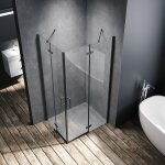 Sirhona - cabine de douche d'angle moderne cabine de douche � porte pliante verre tremp� 6mm, charni�re ...