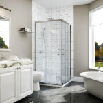 Sirhona cabine de douche entre d'angle portes coulissantes carres rglables de 20mm installation rversible ...