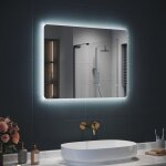 Sirhona miroir led salle de bain 80x60cm miroir lumineux salle de bain avec eclairage int�gr� anti - ...