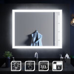 Sirhona - miroir de salle de bain led rectangle commutateur anti - buée éclairage intégré blanc froid ... Sirhona - miroir de salle de bain led rectangle commutateur anti - buée éclairage intégré blanc froid ...