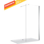 Paroi de douche 76x200 cm walk - in panneau fixe, verre tremp� de s�curit� nano 8 mm, ecran en verre ...