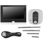 Sjlerst cam�ra judas de porte pour visionneuse wifi num�rique tuya, 1080p, 4, 3 pouces hd, interphone ...