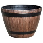 Jeffergarden baril en bois d'imitation pot de fleur en rsine pp baril de plantation en bois imit