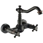 Sjqka - mitigeur de cuisine antique inspir�e robinet de cuisine - fixation murale, vieux laiton (noir) ...
