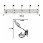 Patre de salle de bain patre mural  5 crochets - inox - argent - 45 x 7 x 10 cm