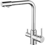 Robinet de cuisine 3 voies pivotant en laiton chaud et froid eau purifie robinet d'vier de cuisine ...