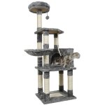 Skecten - arbre  chat hauteur de 135cm avec griffoir multi - niveaux niche panier suspendu salle de ...