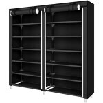 Armoire / meuble � chaussures avec housse en tissu non tiss� 7 couches �tag�re chaussures noir