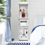 Armoire de rangement de salle de bain au sol, armoire de rangement de salle de bain verticale blanche, ...