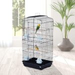 Cage � oiseau portable - hauteur 92cm - grande voli�re en m�tal - noir
