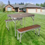 Ensemble table pliante valise, en aluminium avec 2 bancs, pour l'extérieur, camping, pique - nique, barbecue, ... Ensemble table pliante valise, en aluminium avec 2 bancs, pour l'extérieur, camping, pique - nique, barbecue, ...