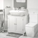 Meuble de salle de bain sous lavabo meuble de vasque en bois 60�30�60cm blanc