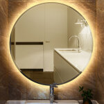 Skecten - miroir lumineux pour salle de bain � led avec �clairage tactile anti - bu�e blanc chaud round ...