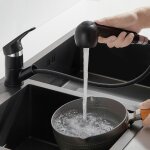 Skecten - mitigeur de cuisine noire avec 2 fonctions douchette extractible robinet en laiton pivotant ...