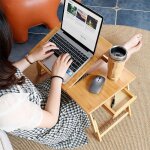 Skecten - table pliante lit ordinateur portable avec tiroir, plateau petit dejeuner lit en bambou, table ...