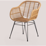 Sklum - lot de 2 chaises de salle  manger en osier synthtique zole noir