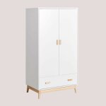 Sklum - armoire avec tiroir en mdf et bois de pin tom kids blanc