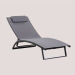 Sklum - chaise longue inclinable en aluminium dulem gris graphite
