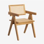 Sklum - chaise de salle à manger avec accoudoirs en bois de frêne et rotin lali Sklum - chaise de salle à manger avec accoudoirs en bois de frêne et rotin lali