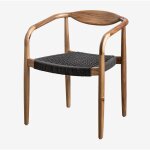 Sklum - chaise de salle à manger en bois d'acacia et corde tressée mallory gris anthracite Sklum - chaise de salle à manger en bois d'acacia et corde tressée mallory gris anthracite