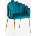 Sklum ? chaise de salle � manger en velours turquoise intense ? design vintage enveloppant ? pieds en ...
