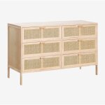 Commode en rotin et bois reyna sklum marron bois naturel